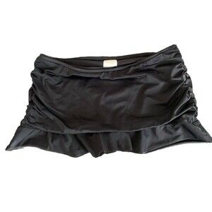 Black Solid Swim Bottom 12 Ruffle Ruched RN 40168